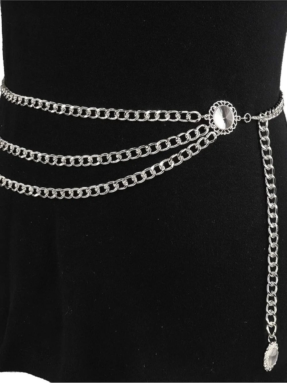 Silver Multi-Chain Belt with Decorative Medallion